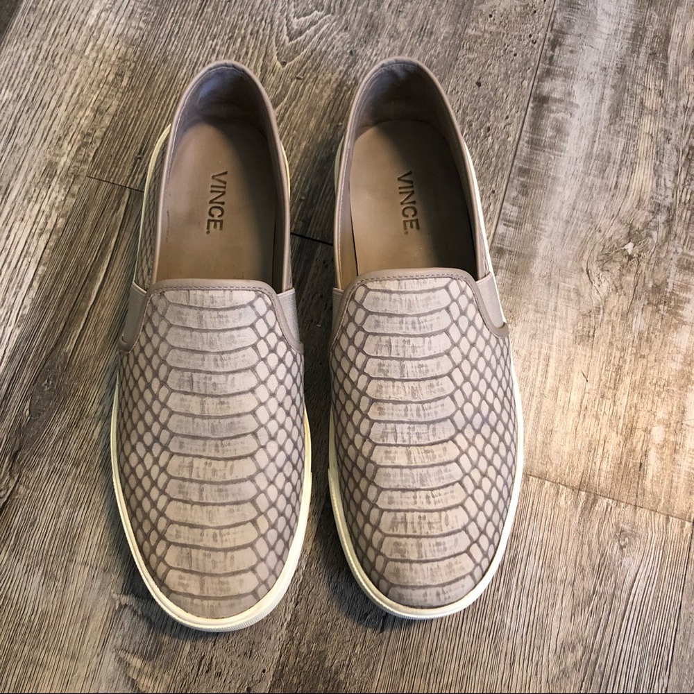 Vince Reptile Gray Snake Python Slip On Casual Sh… - image 1